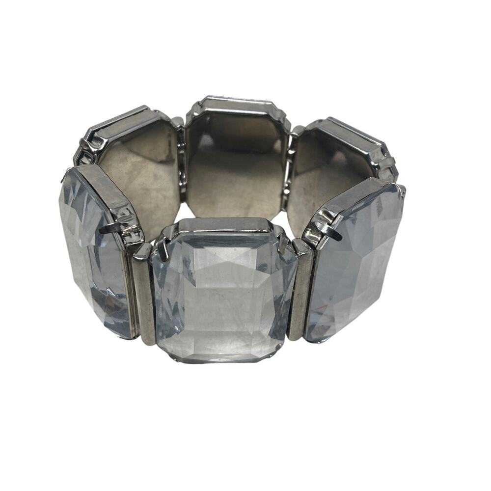 Crystal Chunky Stretch Bracelet Clear Formal Costume Fashion Jewelry - Picture 4 of 7